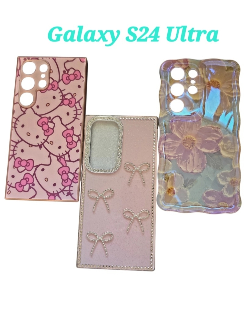 Samsung Galaxy S24 Ultra Pink Decorative Phone Case - Bow & Hello Kitty Designs